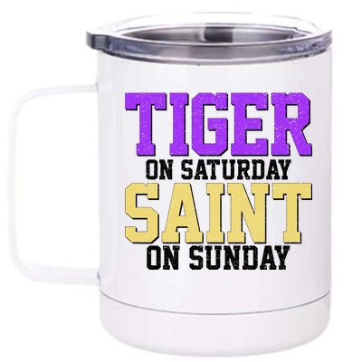 Tiger On Saturday Saint On Sunday Louisiana Football 12 oz Stainless Steel Tumbler Cup