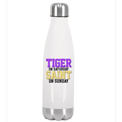 Tiger On Saturday Saint On Sunday Louisiana Football Stainless Steel Insulated Water Bottle