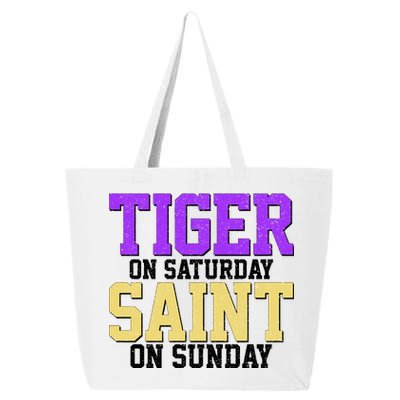 Tiger On Saturday Saint On Sunday Louisiana Football 25L Jumbo Tote