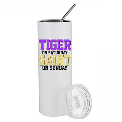 Tiger On Saturday Saint On Sunday Louisiana Football Stainless Steel Tumbler