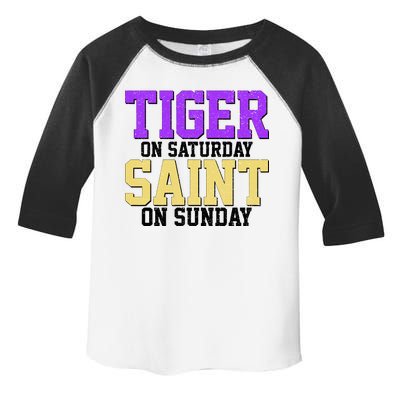 Tiger On Saturday Saint On Sunday Louisiana Football Toddler Fine Jersey T-Shirt