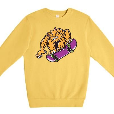 Tiger Skateboarding Cartoon Premium Crewneck Sweatshirt