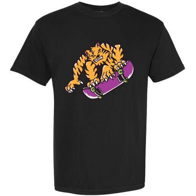 Tiger Skateboarding Cartoon Garment-Dyed Heavyweight T-Shirt