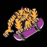 Tiger Skateboarding Cartoon USA-Made Doggie Bandana