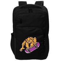 Tiger Skateboarding Cartoon Impact Tech Backpack