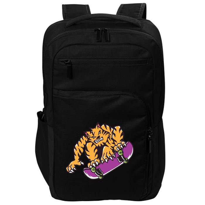Tiger Skateboarding Cartoon Impact Tech Backpack