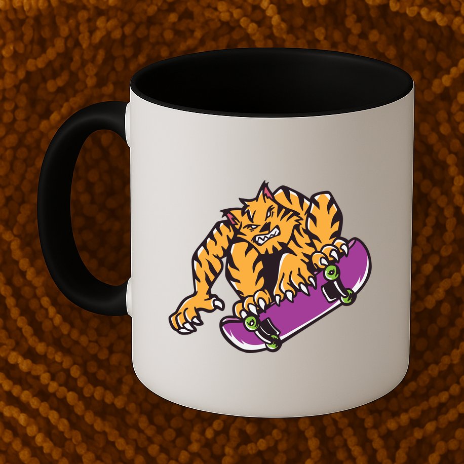 Tiger Skateboarding Cartoon Mug