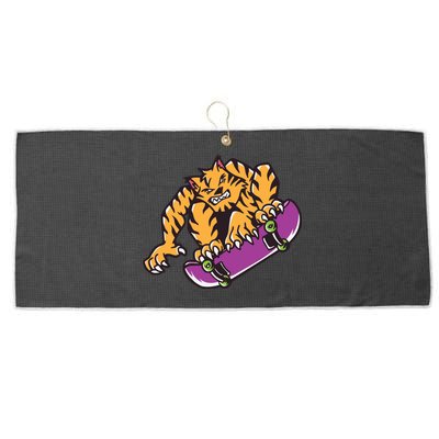 Tiger Skateboarding Cartoon Large Microfiber Waffle Golf Towel