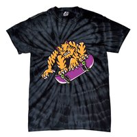 Tiger Skateboarding Cartoon Tie-Dye T-Shirt