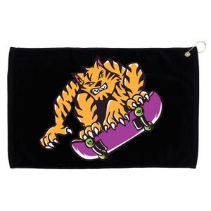 Tiger Skateboarding Cartoon Grommeted Golf Towel