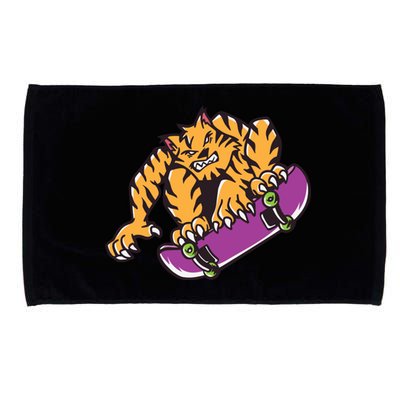 Tiger Skateboarding Cartoon Microfiber Hand Towel