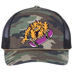 Tiger Skateboarding Cartoon Retro Rope Trucker Hat Cap