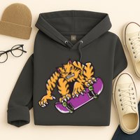 Tiger Skateboarding Cartoon Hoodie