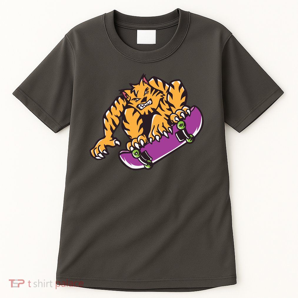 Tiger Skateboarding Cartoon Tall T-Shirt
