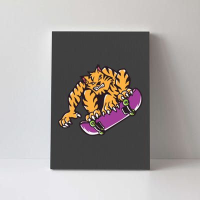 Tiger Skateboarding Cartoon Canvas