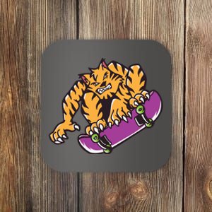 Tiger Skateboarding Cartoon Coaster