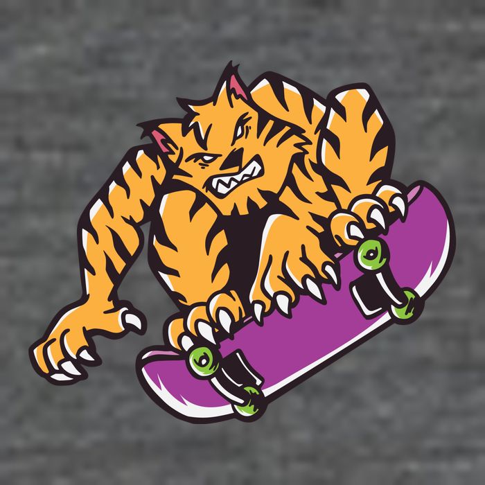 Tiger Skateboarding Cartoon Ladies Essential Flowy Tank