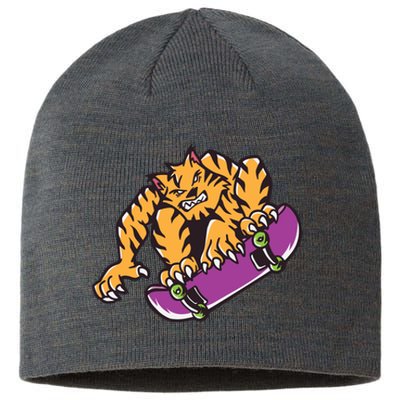 Tiger Skateboarding Cartoon Sustainable Beanie