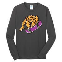 Tiger Skateboarding Cartoon Tall Long Sleeve T-Shirt