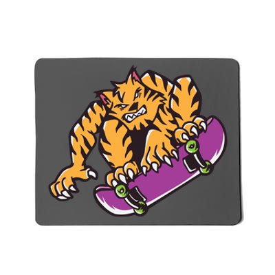 Tiger Skateboarding Cartoon Mousepad