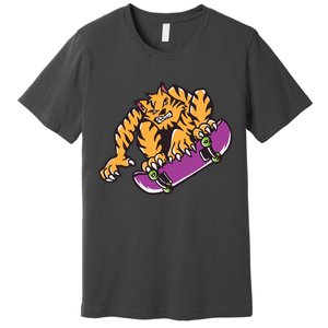 Tiger Skateboarding Cartoon Premium T-Shirt