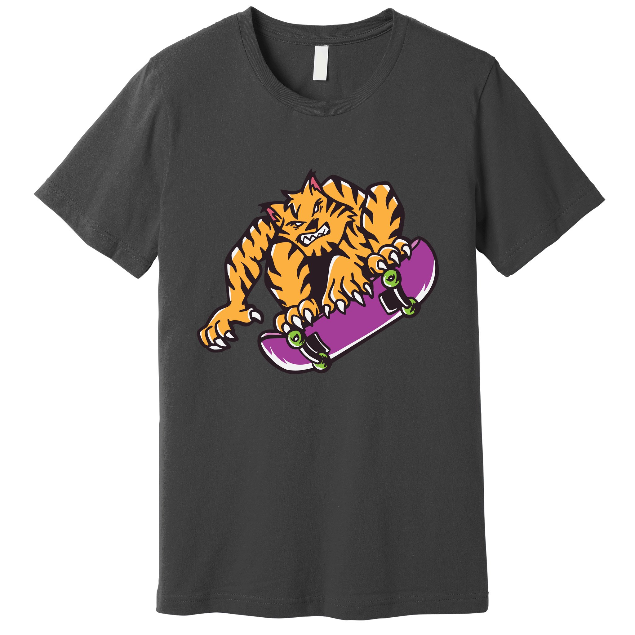 Tiger Skateboarding Cartoon Premium T-Shirt