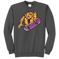 Tiger Skateboarding Cartoon Tall Sweatshirt