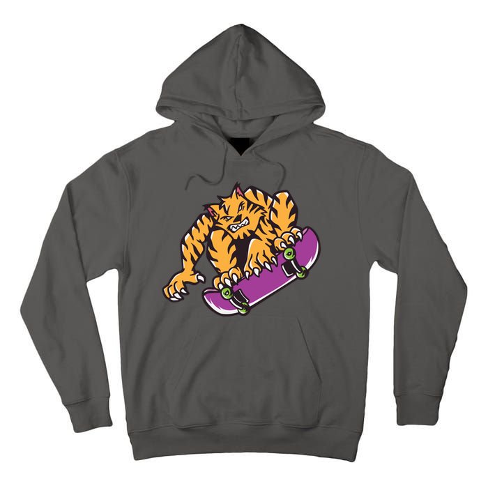 Tiger Skateboarding Cartoon Tall Hoodie