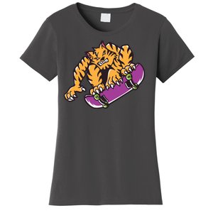 Tiger Skateboarding Cartoon Women's T-Shirt