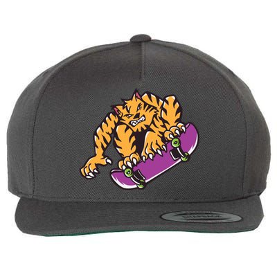 Tiger Skateboarding Cartoon Wool Snapback Cap