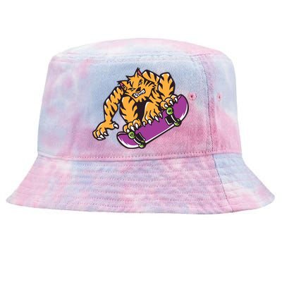 Tiger Skateboarding Cartoon Tie-Dyed Bucket Hat