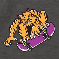 Tiger Skateboarding Cartoon Vector Backpack