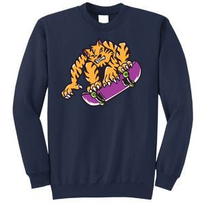 Tiger Skateboarding Cartoon Sweatshirt