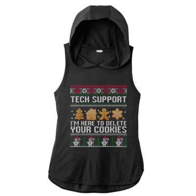 Techsupport I’M Here To Delete Your Cookies Christmas Ladies PosiCharge Tri-Blend Wicking Draft Hoodie Tank