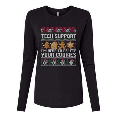 Techsupport I’M Here To Delete Your Cookies Christmas Womens Cotton Relaxed Long Sleeve T-Shirt