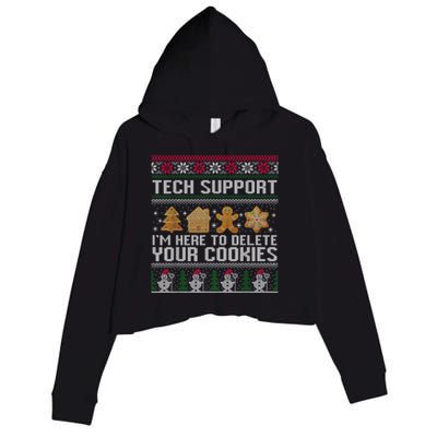 Techsupport I’M Here To Delete Your Cookies Christmas Crop Fleece Hoodie