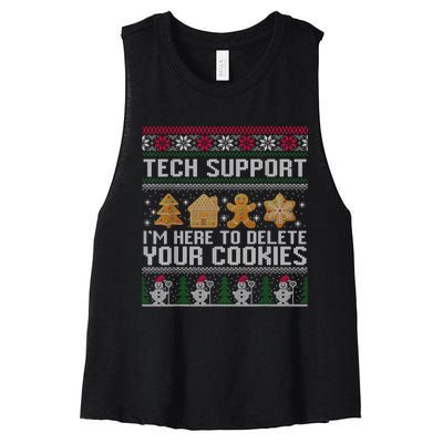 Techsupport I’M Here To Delete Your Cookies Christmas Women's Racerback Cropped Tank