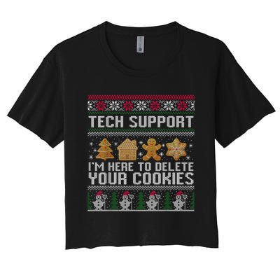 Techsupport I’M Here To Delete Your Cookies Christmas Women's Crop Top Tee