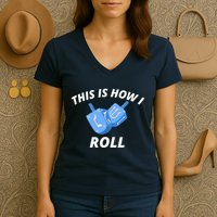 This Is How I Roll Funny Dreidel Funny Dreidel Gift Menorah Chanukah Hanukkah Women's V-Neck T-Shirt