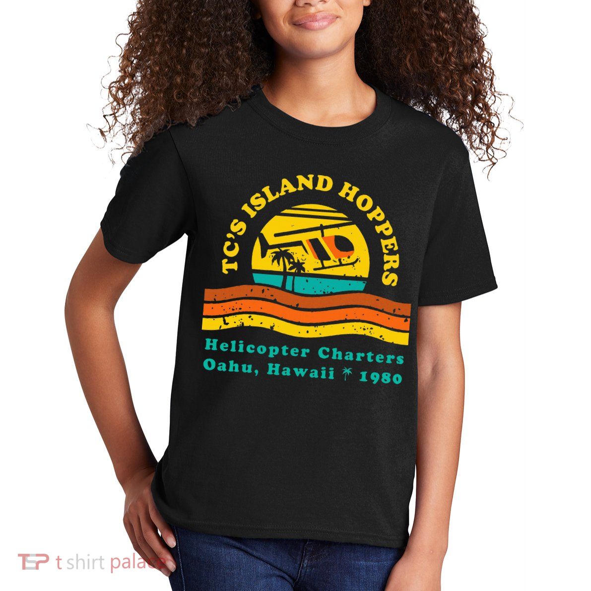 TcS Island Hoppers Helicopter Charters Hawaii Since 1980 Kids T-Shirt