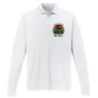 This Is How We Roll Golf Cart Funny Golfers Player Performance Long Sleeve Polo