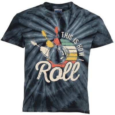 This Is How I Roll Retro Bowling Bowler Funny Gift Kids Tie-Dye T-Shirt