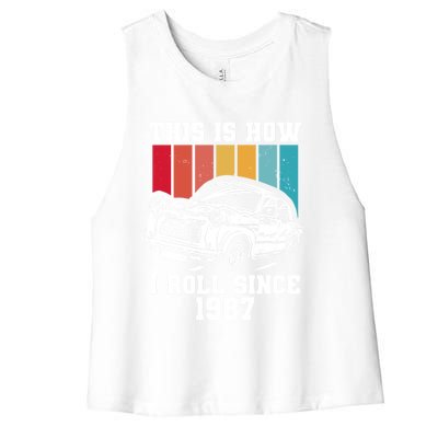 This Is How I Roll Since 1987 Gift Women's Racerback Cropped Tank