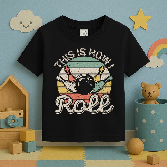 This Is How I Roll Retro Bowling Bowler Funny Toddler T-Shirt