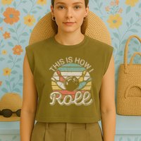 This Is How I Roll Retro Bowling Bowler Funny Garment-Dyed Women's Muscle Tee
