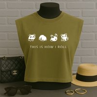 This Is How I Roll Panda Garment-Dyed Women's Muscle Tee