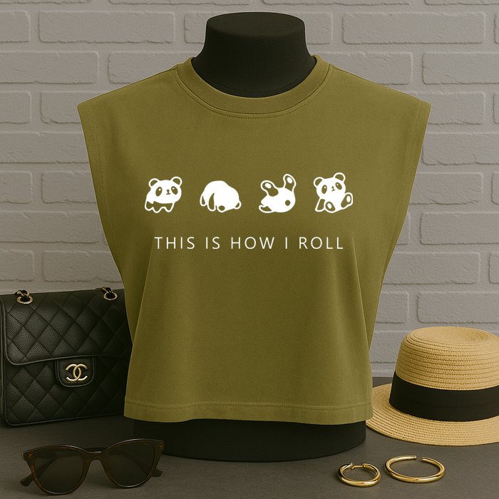 This Is How I Roll Panda Garment-Dyed Women's Muscle Tee