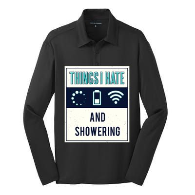 Things I Hate Programmer Nerd Gift Introvert Hate Shower Gift Silk Touch Performance Long Sleeve Polo