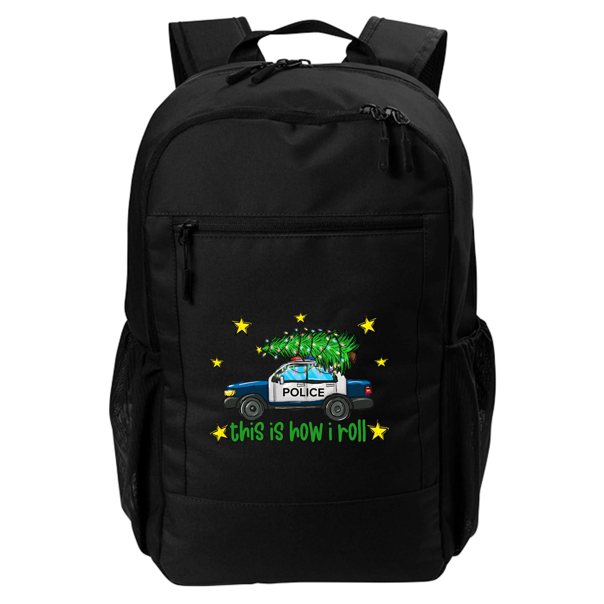 This Is How I Roll Funny Xmas Police Officer Christmas Tree Backpack