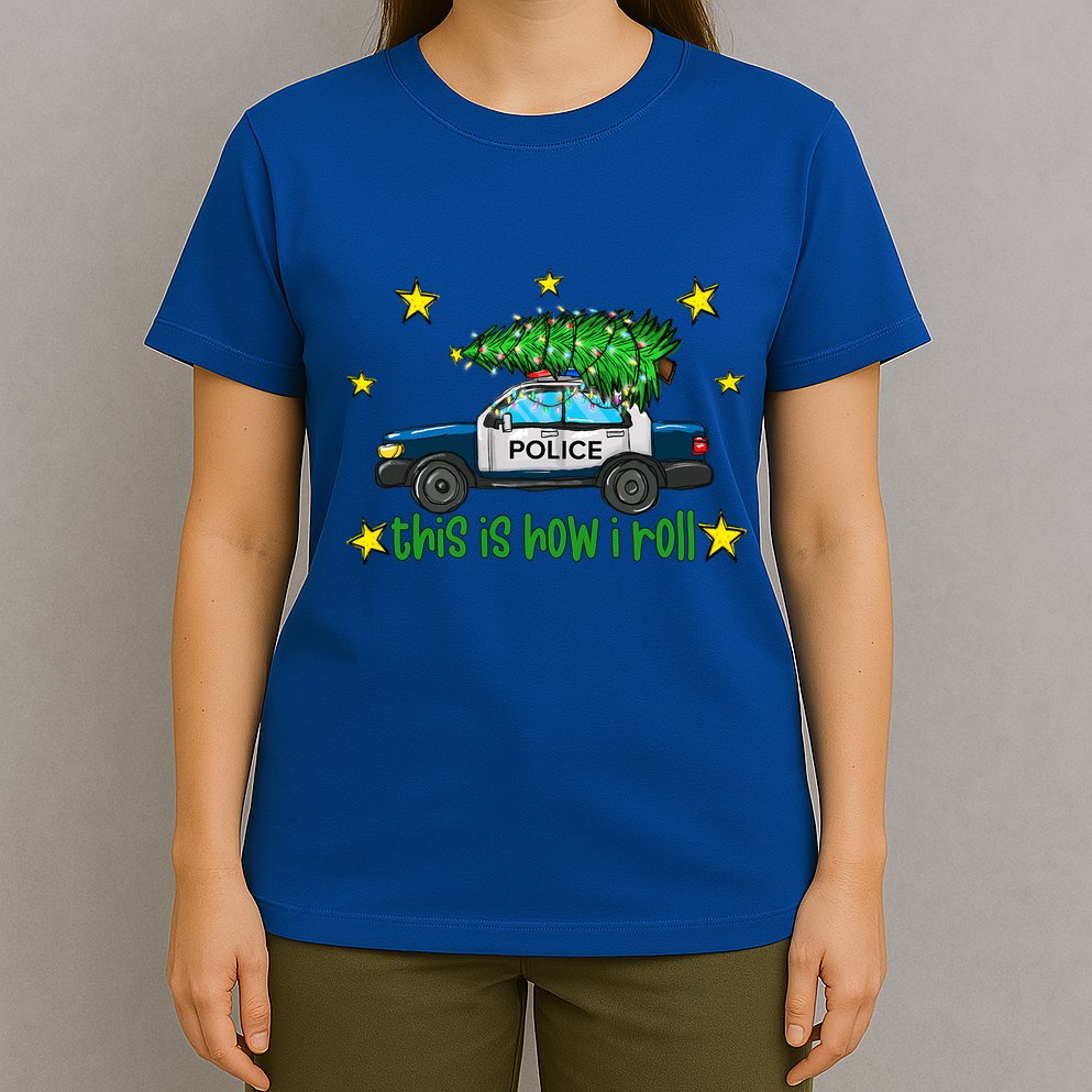 This Is How I Roll Funny Xmas Police Officer Christmas Tree T-Shirt